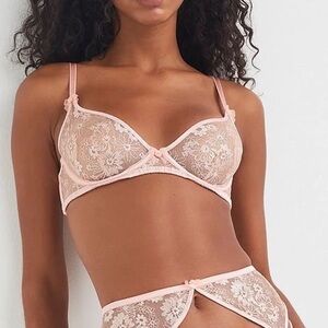 For Love And Lemons Pink/Silver Lace Set